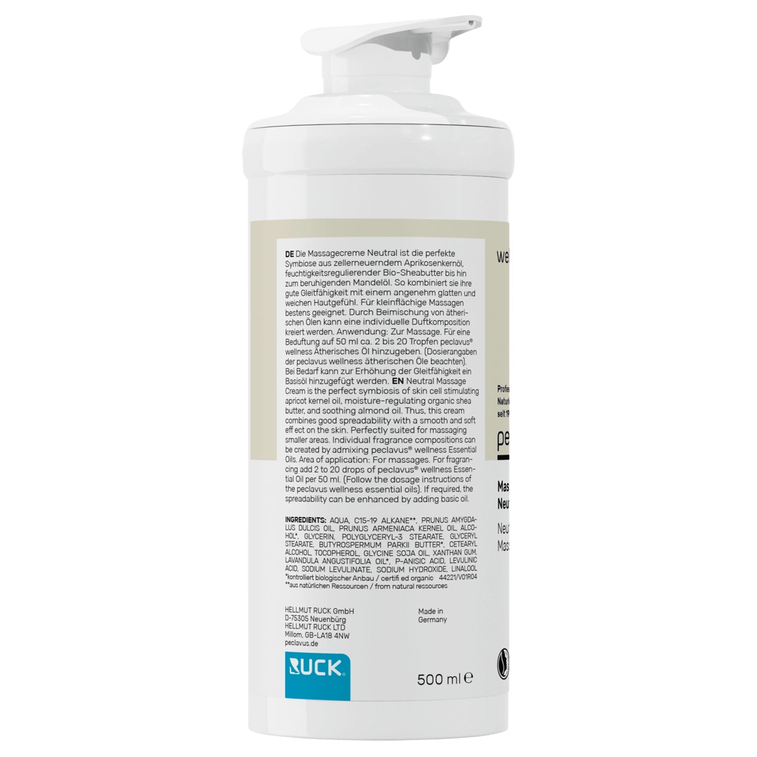 Peclavus wellness Massagecreme Neutral | Basis 500ml