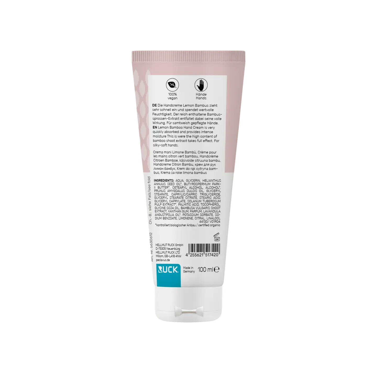 Peclavus hand Handcreme Lemon Bambus | Feuchtigkeit spenden 100ml