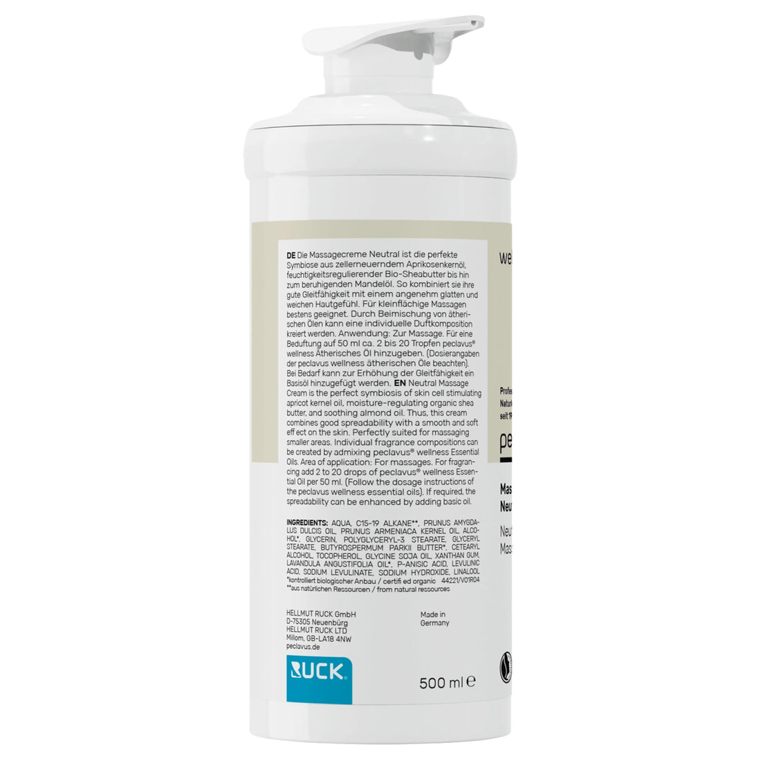Peclavus wellness Massagecreme Neutral | Basis 500ml