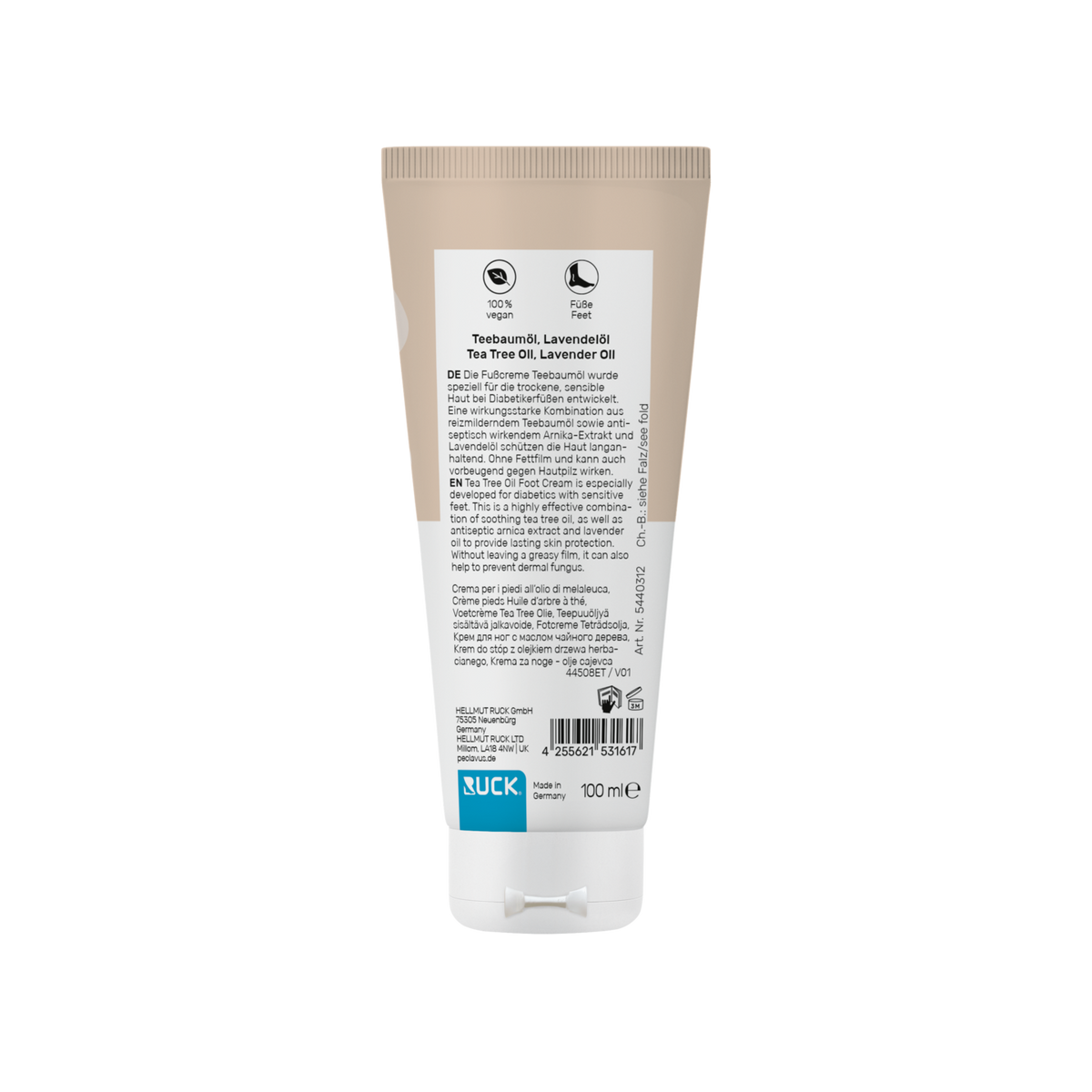 Peclavus PODOdiabetic Fußcreme Teebaumöl, sehr trockene und sensible Haut 100 ml
