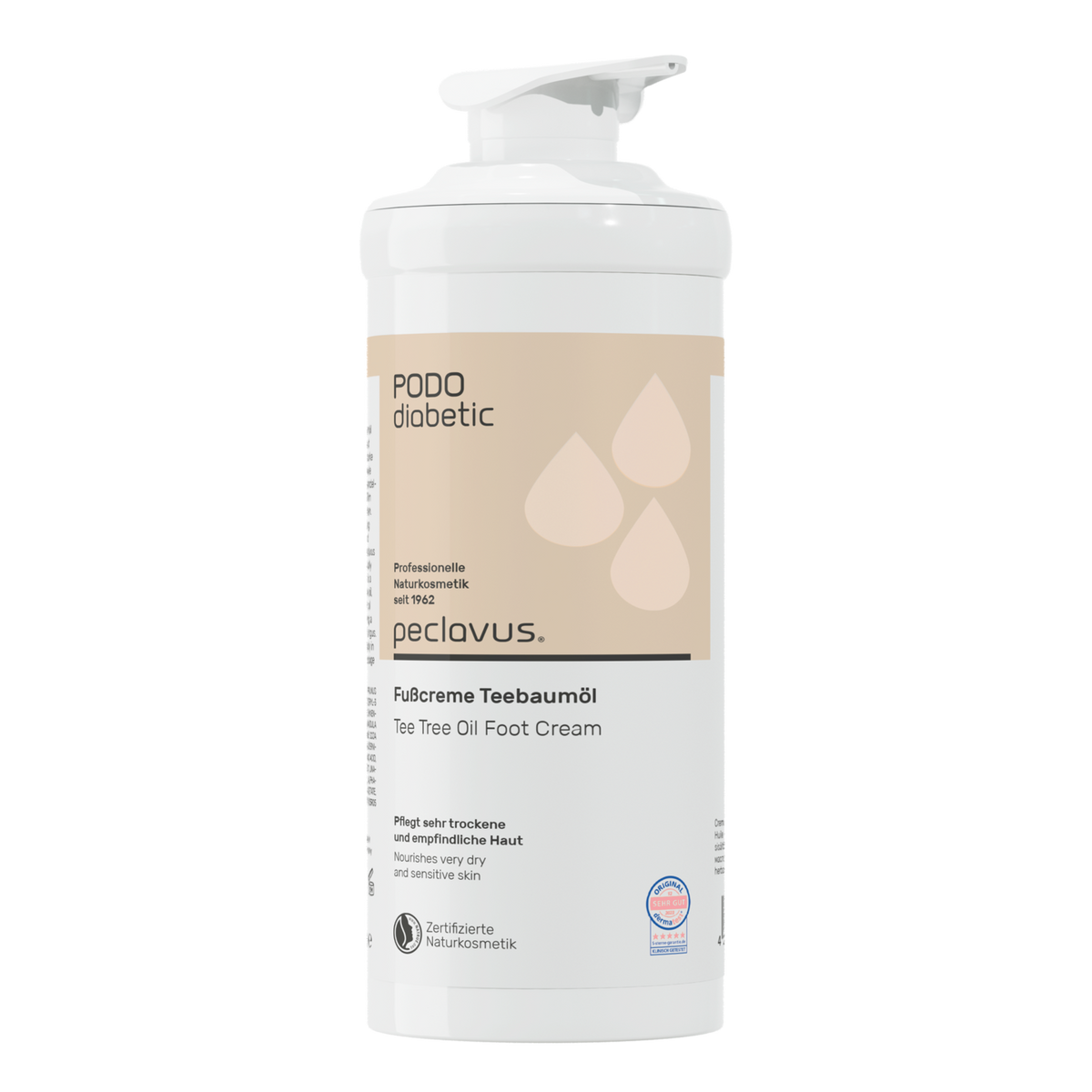 Peclavus PODOdiabetic Fußcreme Teebaumöl, sehr trockene und sensible Haut 500 ml