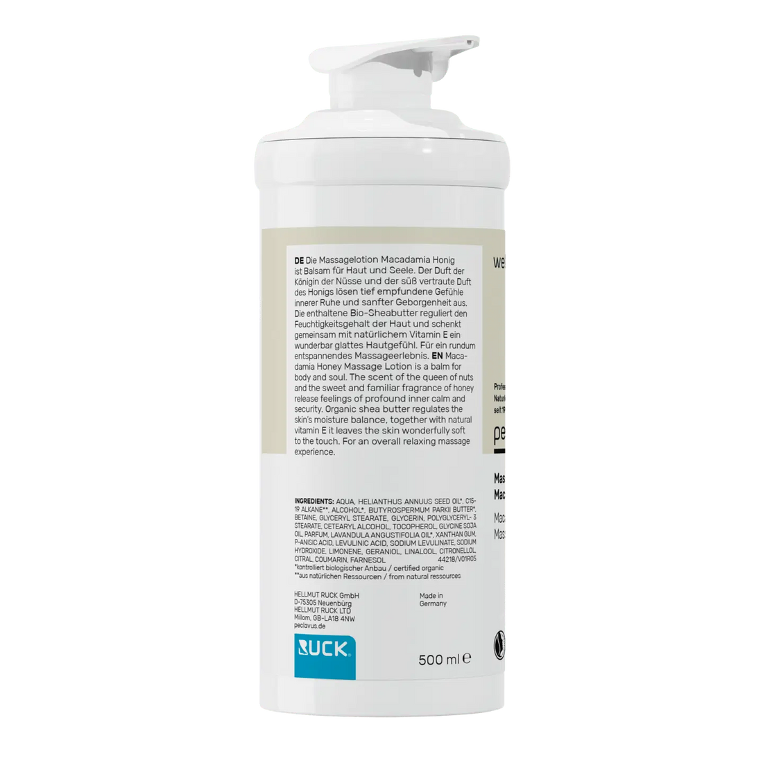 Peclavus wellness Massagelotion Macadamia Honig 500ml