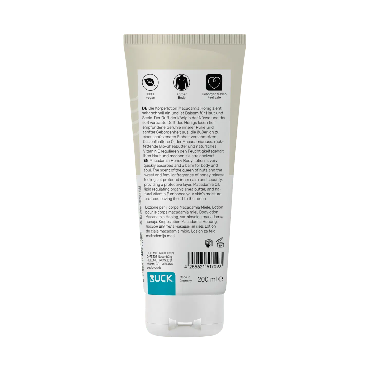 Peclavus hand Handcreme Macadamia Honig | Geborgen fühlen 200ml