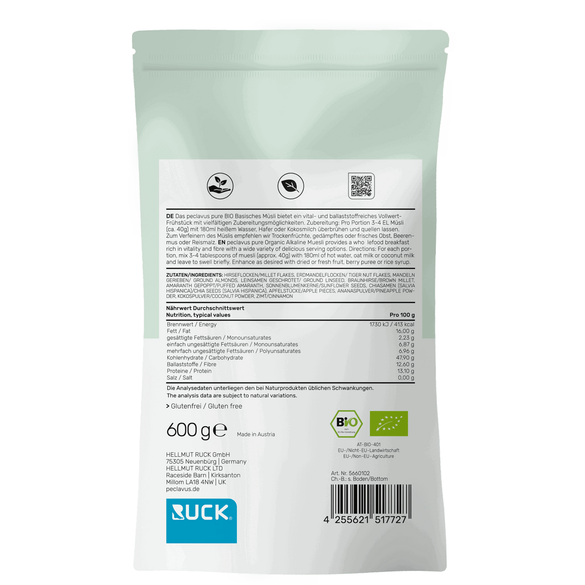 Peclavus pure BIO Basisches Müsli 600 g
