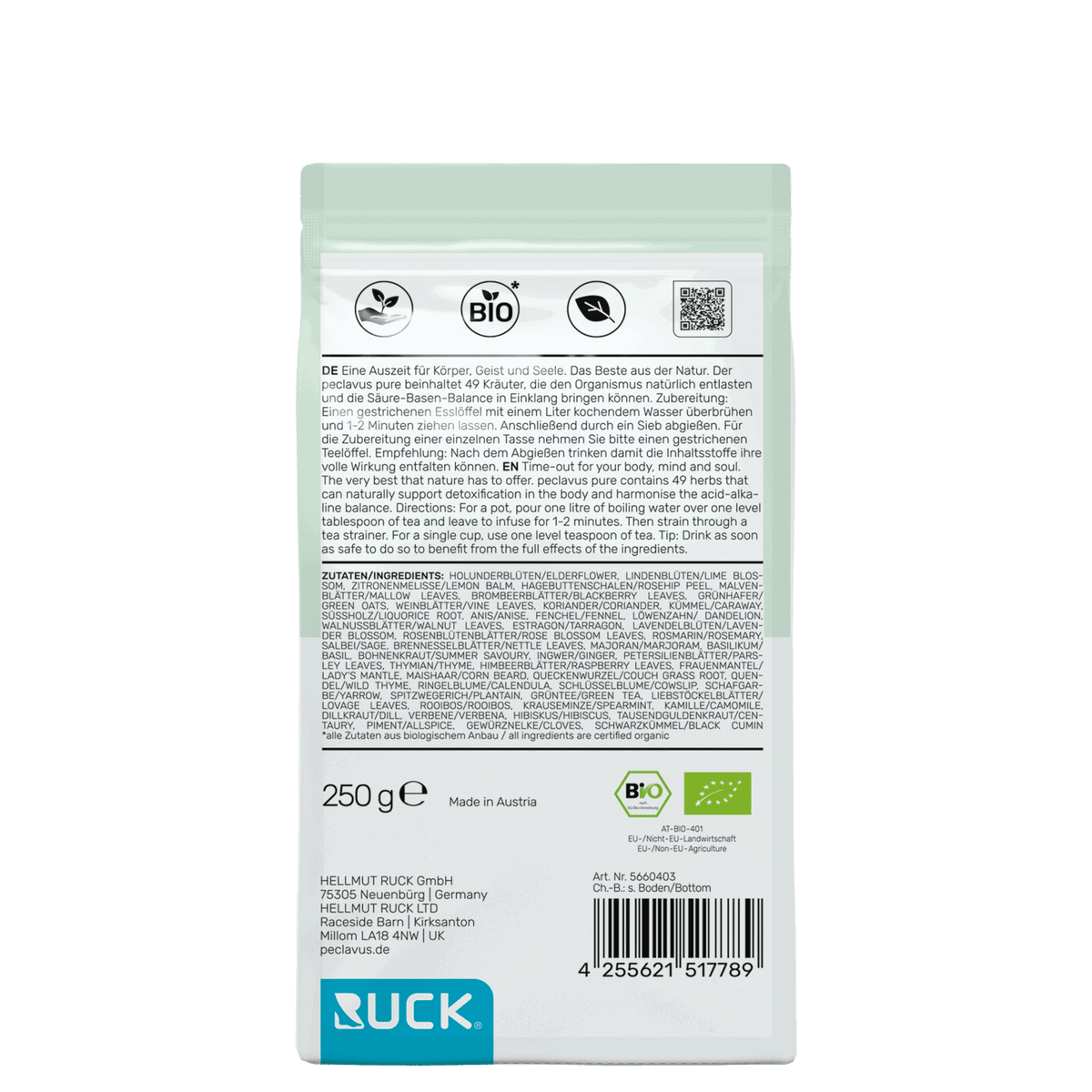 Peclavus pure BIO Basentee Kräuterharmonie 250 g