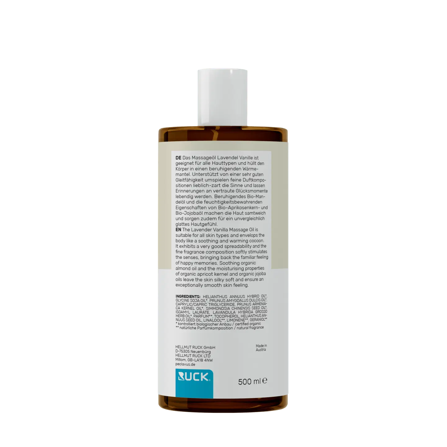 Peclavus wellness Massageöl Lavendel Vanille 500ml