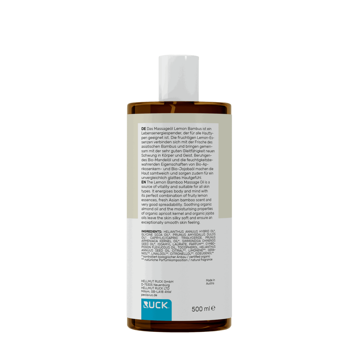 Peclavus wellness Massageöl Lemon Bambus 500 ml