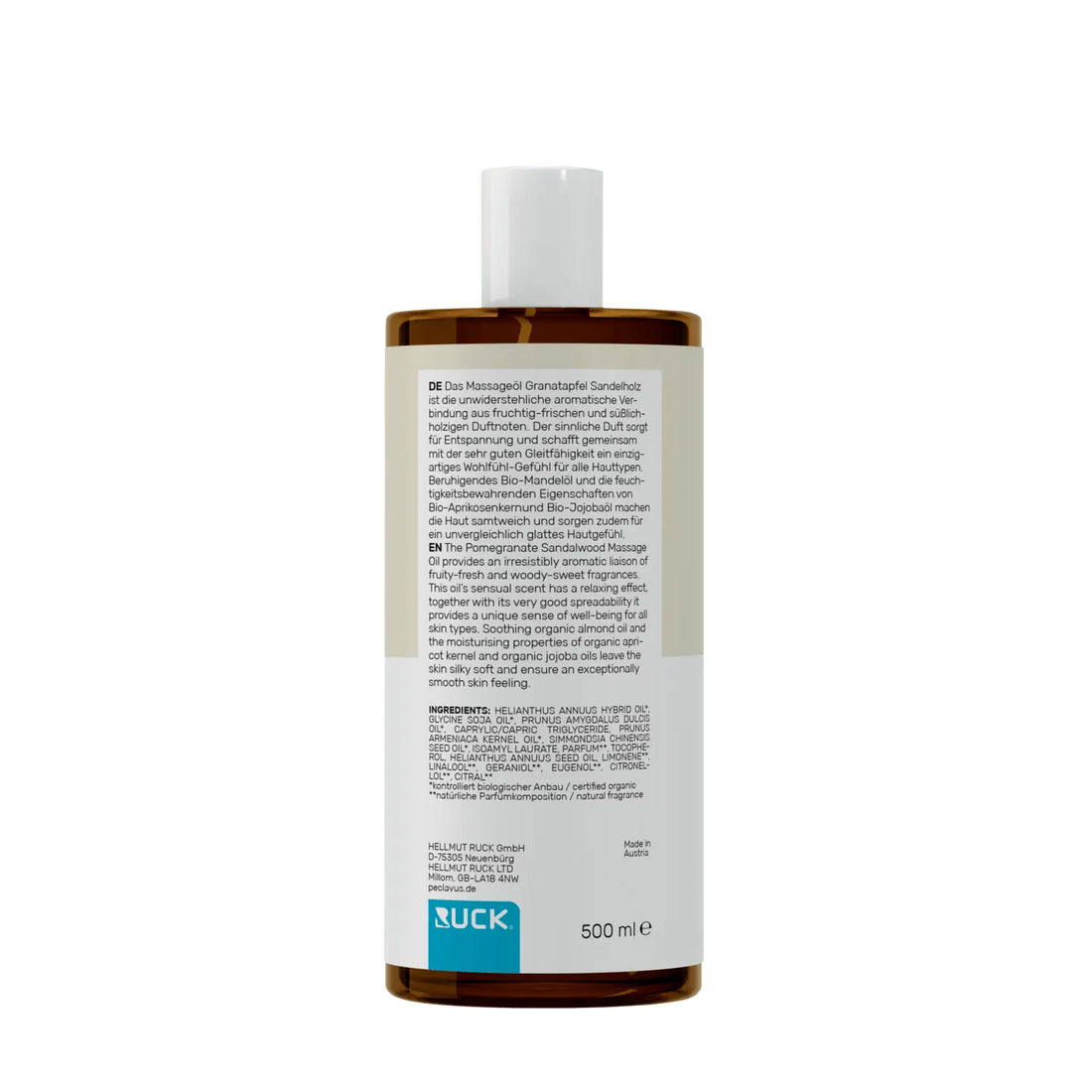 Peclavus wellness Massageöl Granatapfel Sandelholz 500ml
