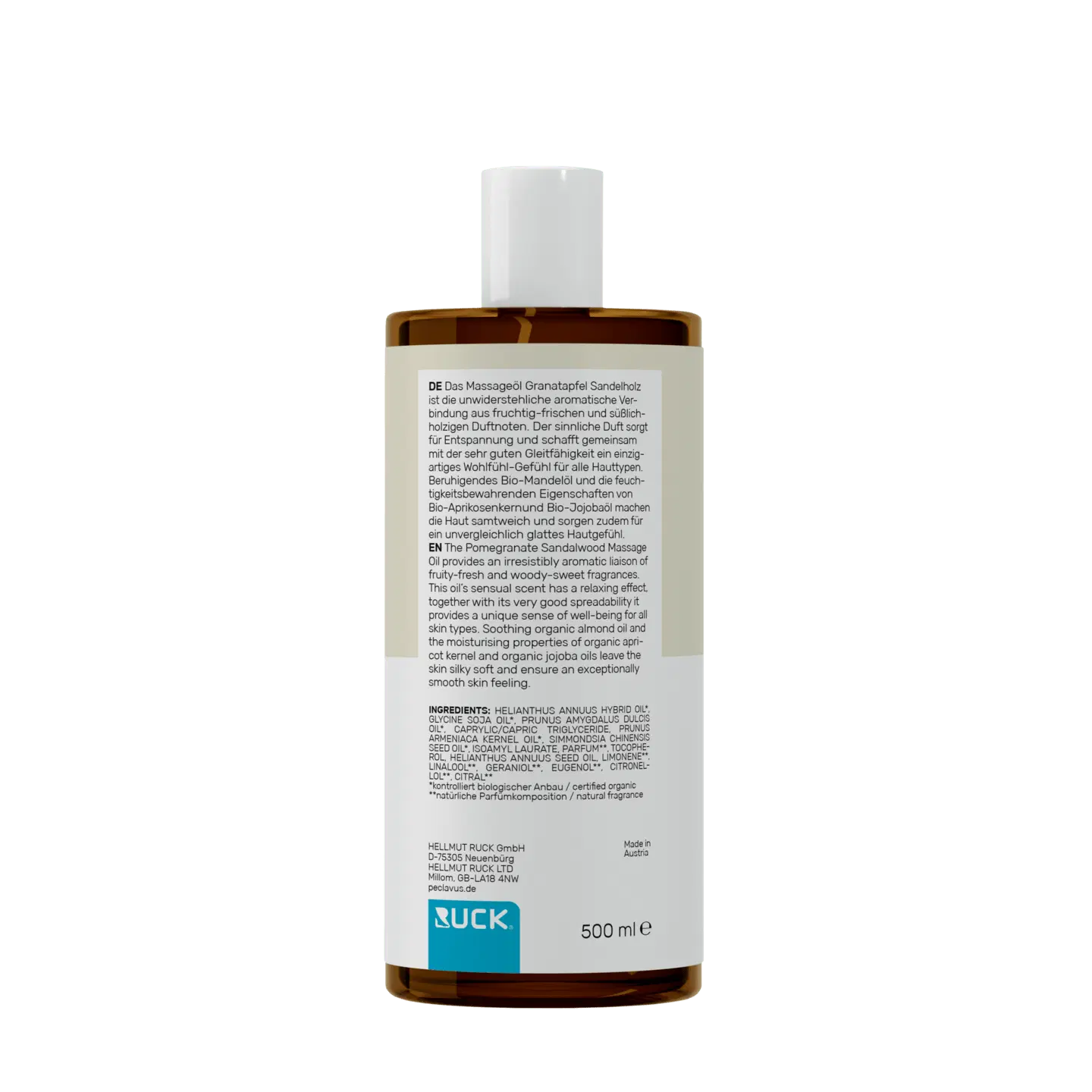 Peclavus wellness Massageöl Granatapfel Sandelholz 500ml
