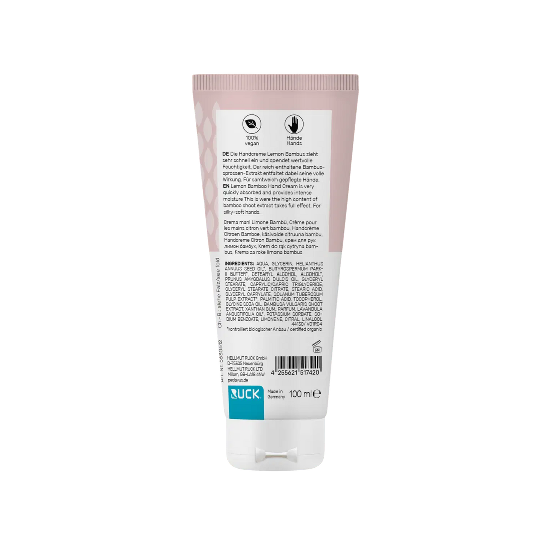 Peclavus hand Handcreme Lemon Bambus | Feuchtigkeit spenden 100ml