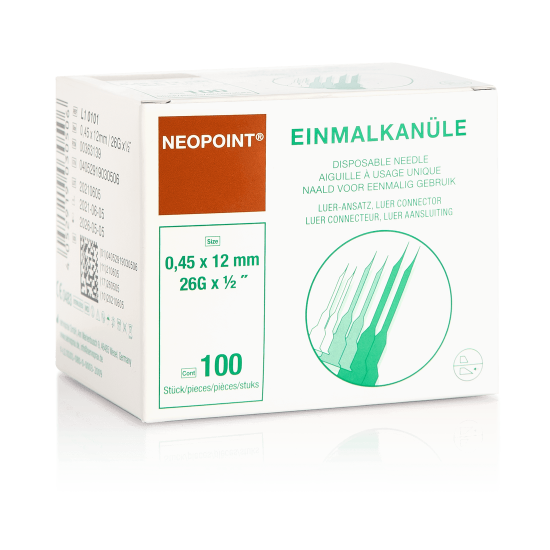 Servoprax Neopoint Einmalkanülen 0,45 mal 12 mm 100 Stück
