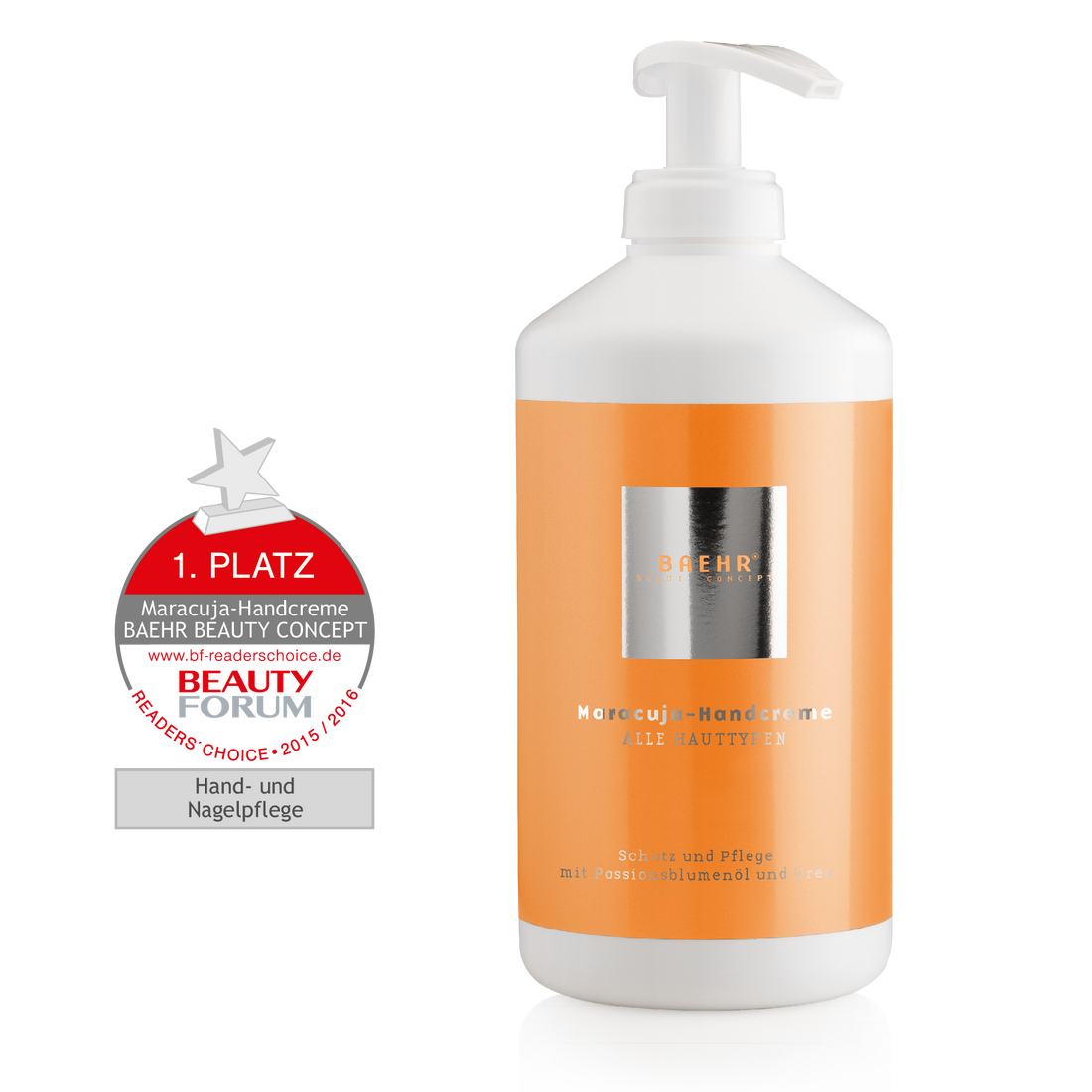 BAEHR BEAUTY CONCEPT Maracuja-Handcreme mit Urea Praxisdose 500 ml