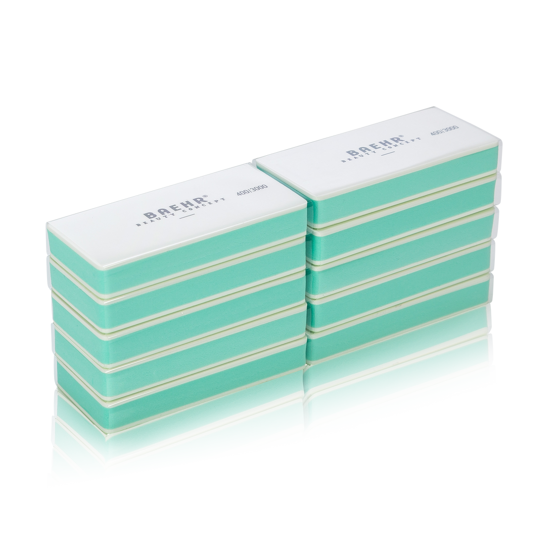 BAEHR BEAUTY CONCEPT Polierfeilblock "SANDWICH" mint/weiß Körnung 400/3000, 10 Stk.