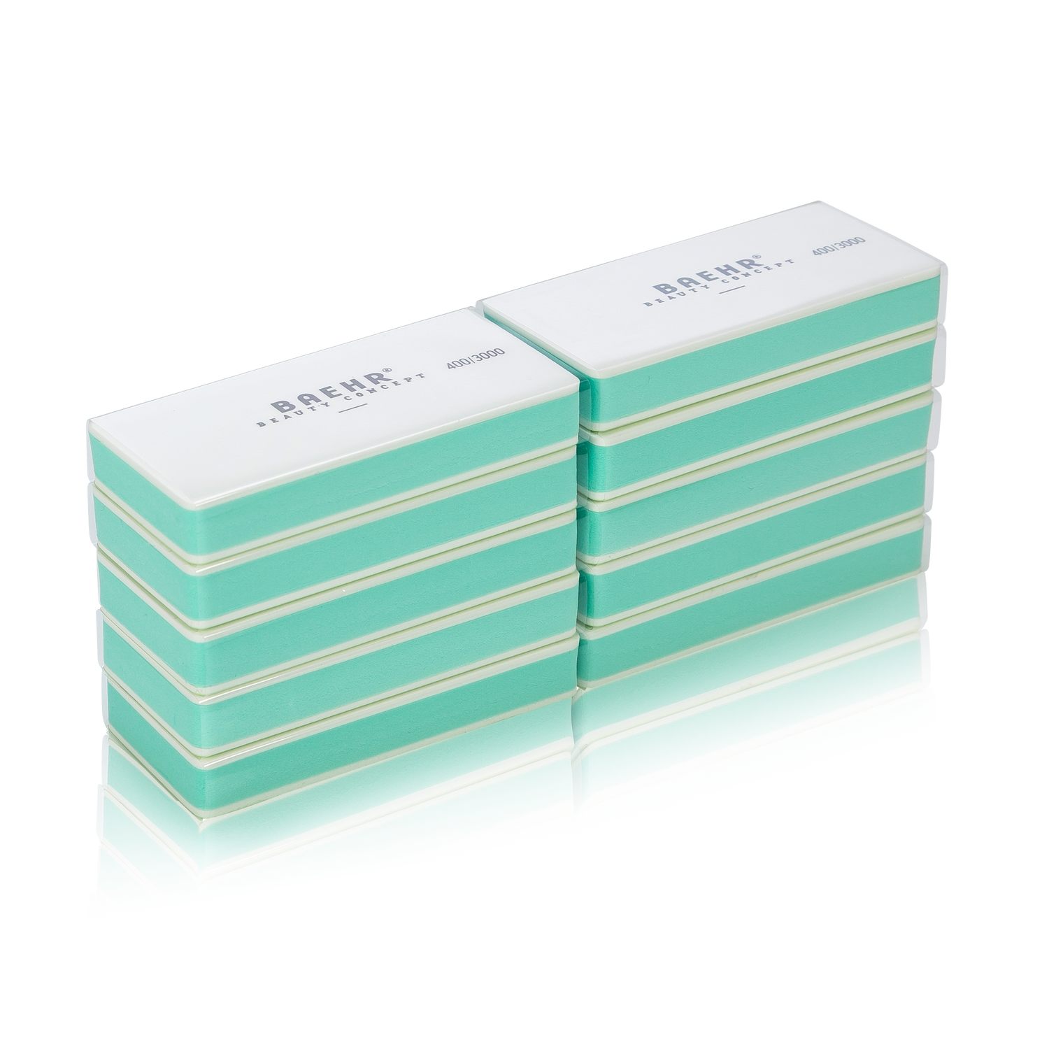 BAEHR BEAUTY CONCEPT Polierfeilblock "SANDWICH" mint/weiß Körnung 400/3000, 10 Stk.