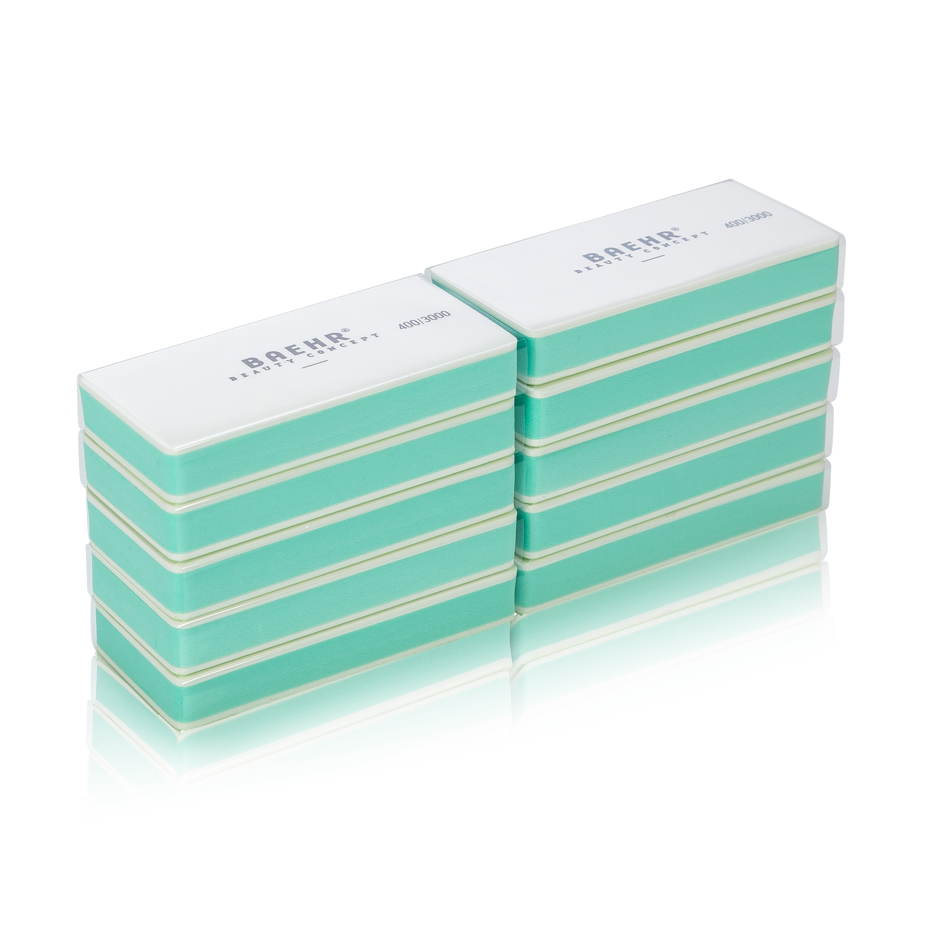 BAEHR BEAUTY CONCEPT Polierfeilblock "SANDWICH" mint/weiß Körnung 400/3000, 10 Stk.